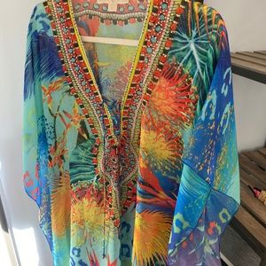Beautiful embellished beach swim cover up